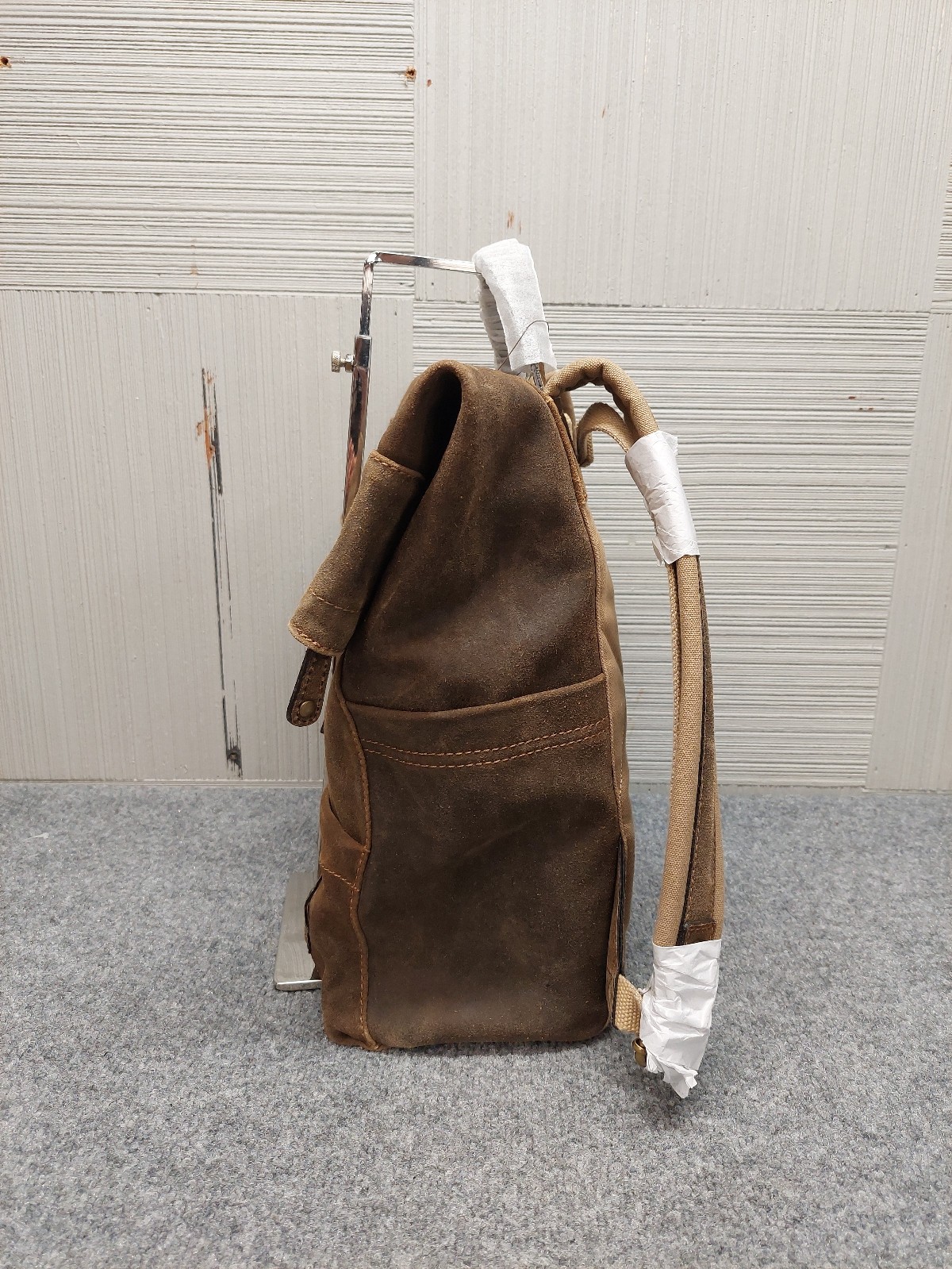 Patricia Nash Men Backpack Brown Moto Leather Buckle Closure Hand Strap Casual