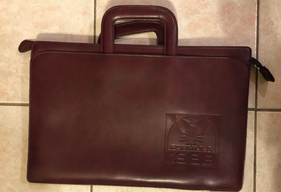 Vintage Hazel 1988 Formula Brown Leather Brief Case with slide handles 17x11x3”
