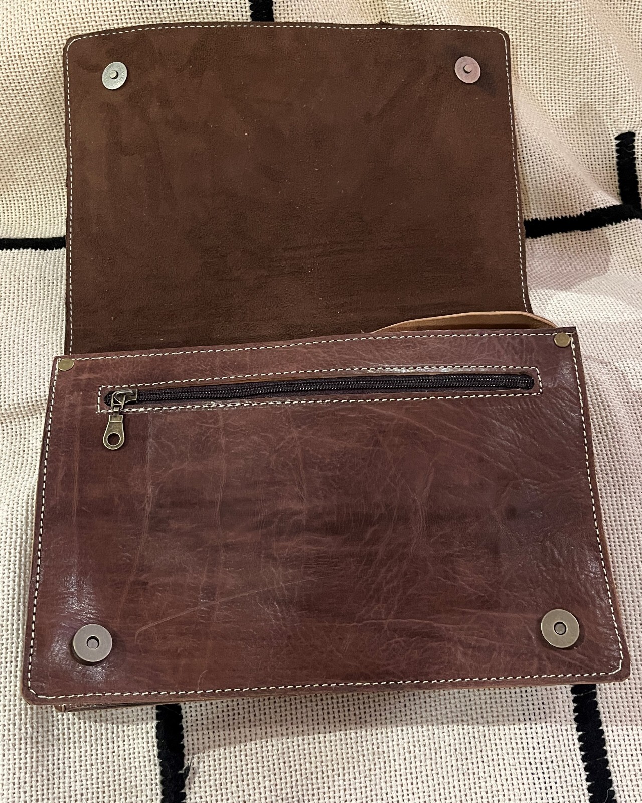 Handmade cross body bag men for iPad 100 % genuine leather 11.5 x 7.25 x 2.5 in
