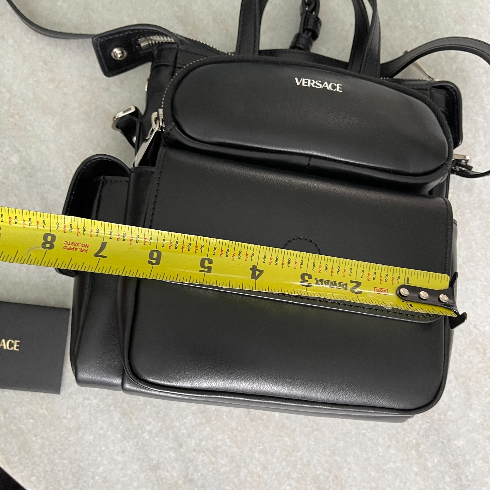 Versace Black Men’s Leather multi-compartment messenger shoulder bag 1012234