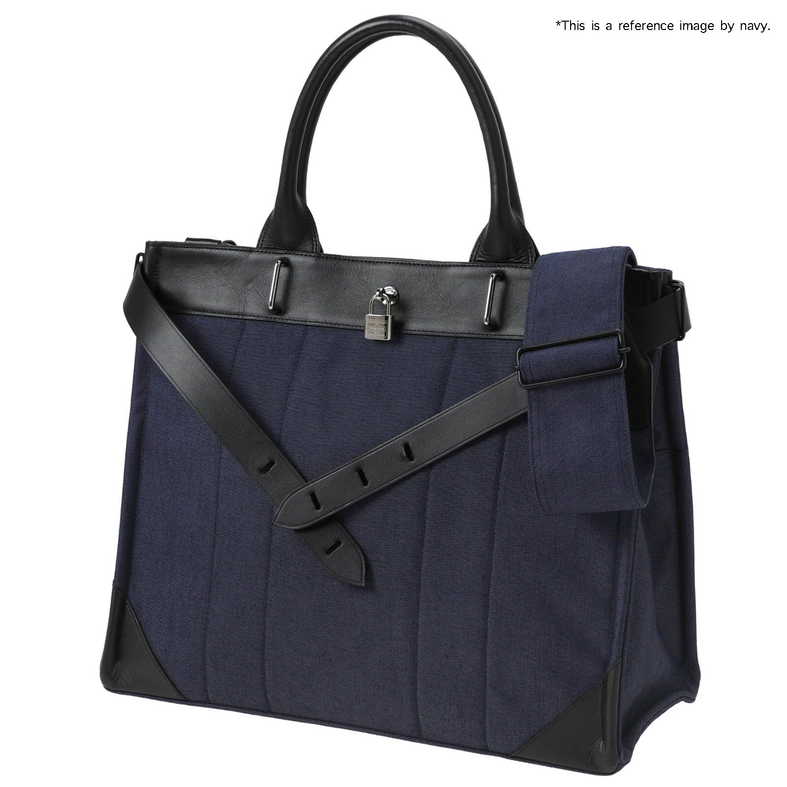 PORTER FORK 2WAY TOTE Shoulder BAG Handbag L Olive Padlock Leather Japan New
