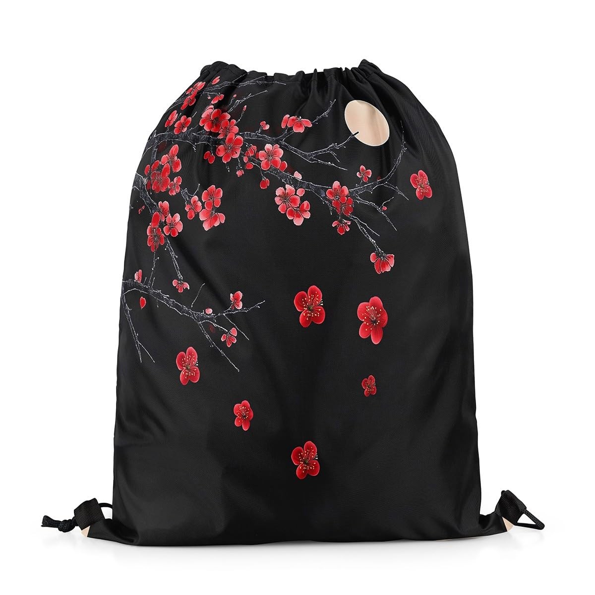 Red Cherry Blossoms Drawstring Backpack 13″x15.7″ Japanese Sports Gym String …