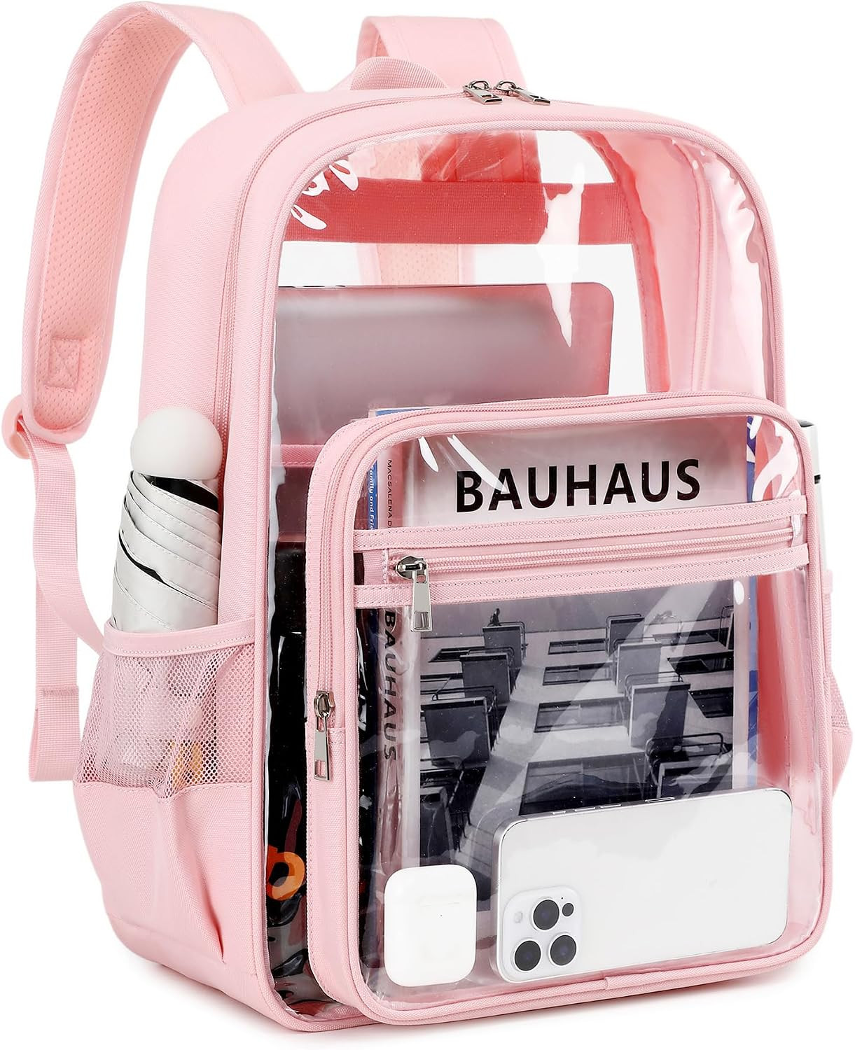 Clear Backpack Heavy Duty Transparent Bookbag for School Fabric & PVC Transparen