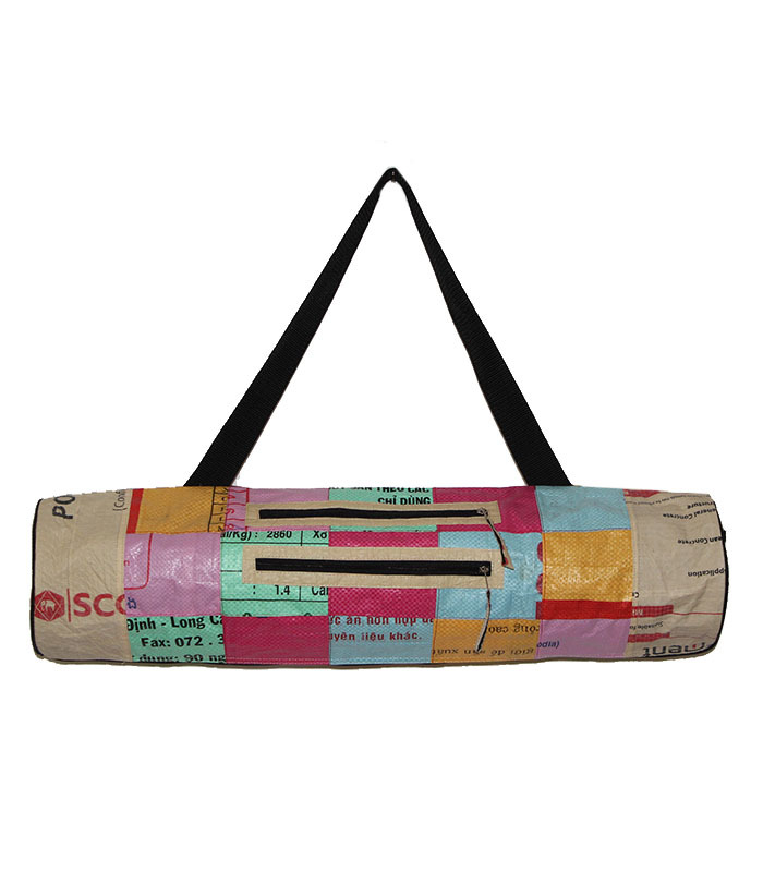 Fair Trade Patchwork Yoga Bag Handmade in Cambodia from Cement and Fish Bags