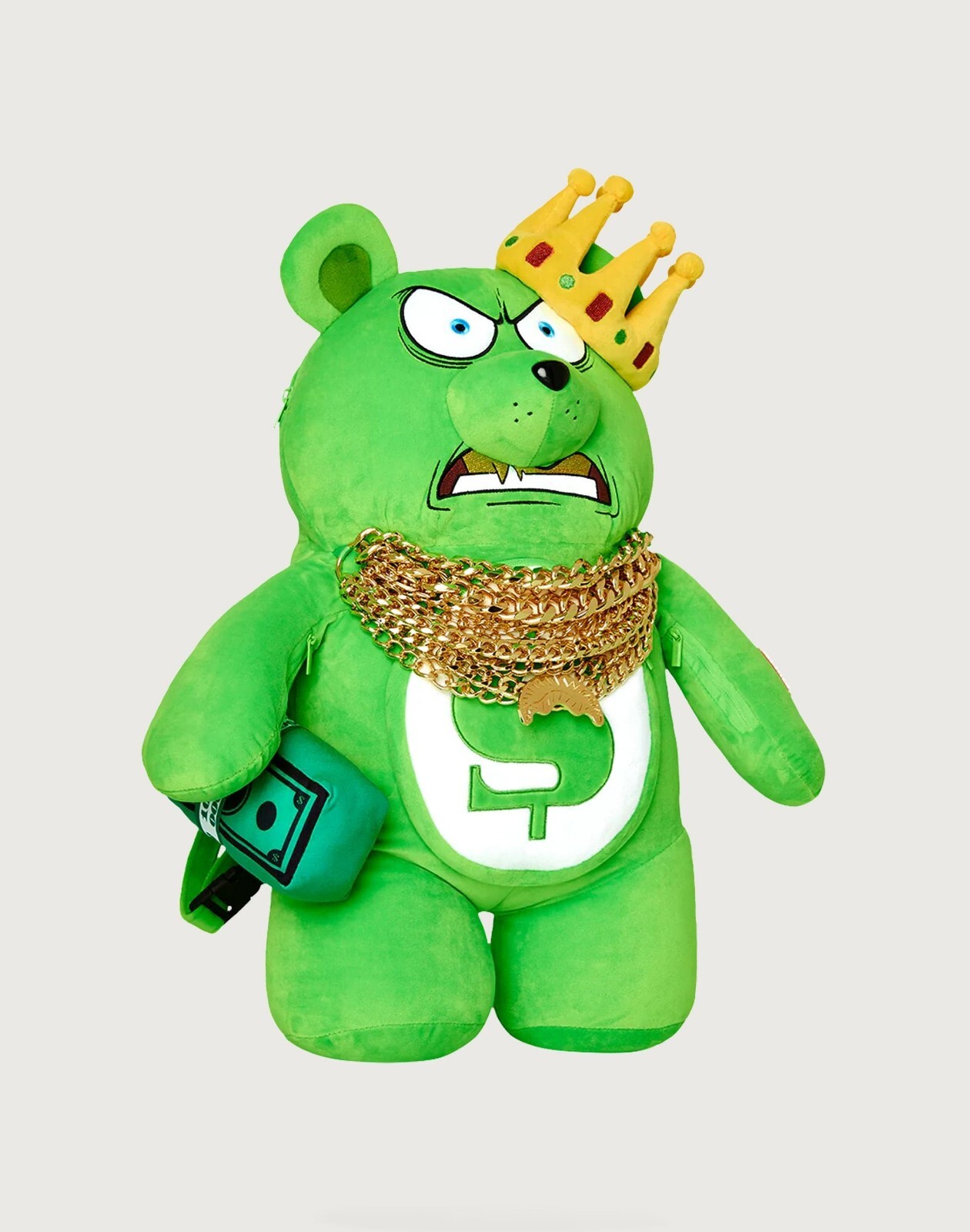 Rare Sprayground Many Chains Green Money Bear Backpack