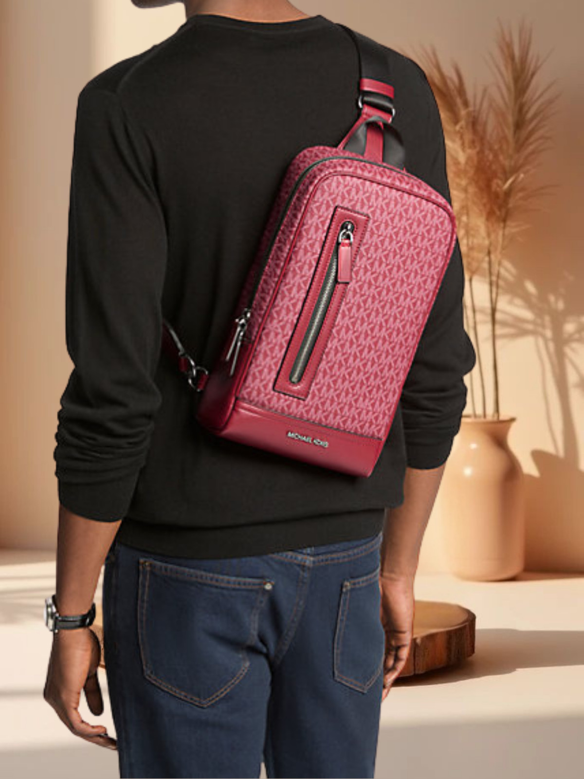 Michael Kors Cooper Men’s MK Logo A Line Sling Pack Bag Crossbody Variation