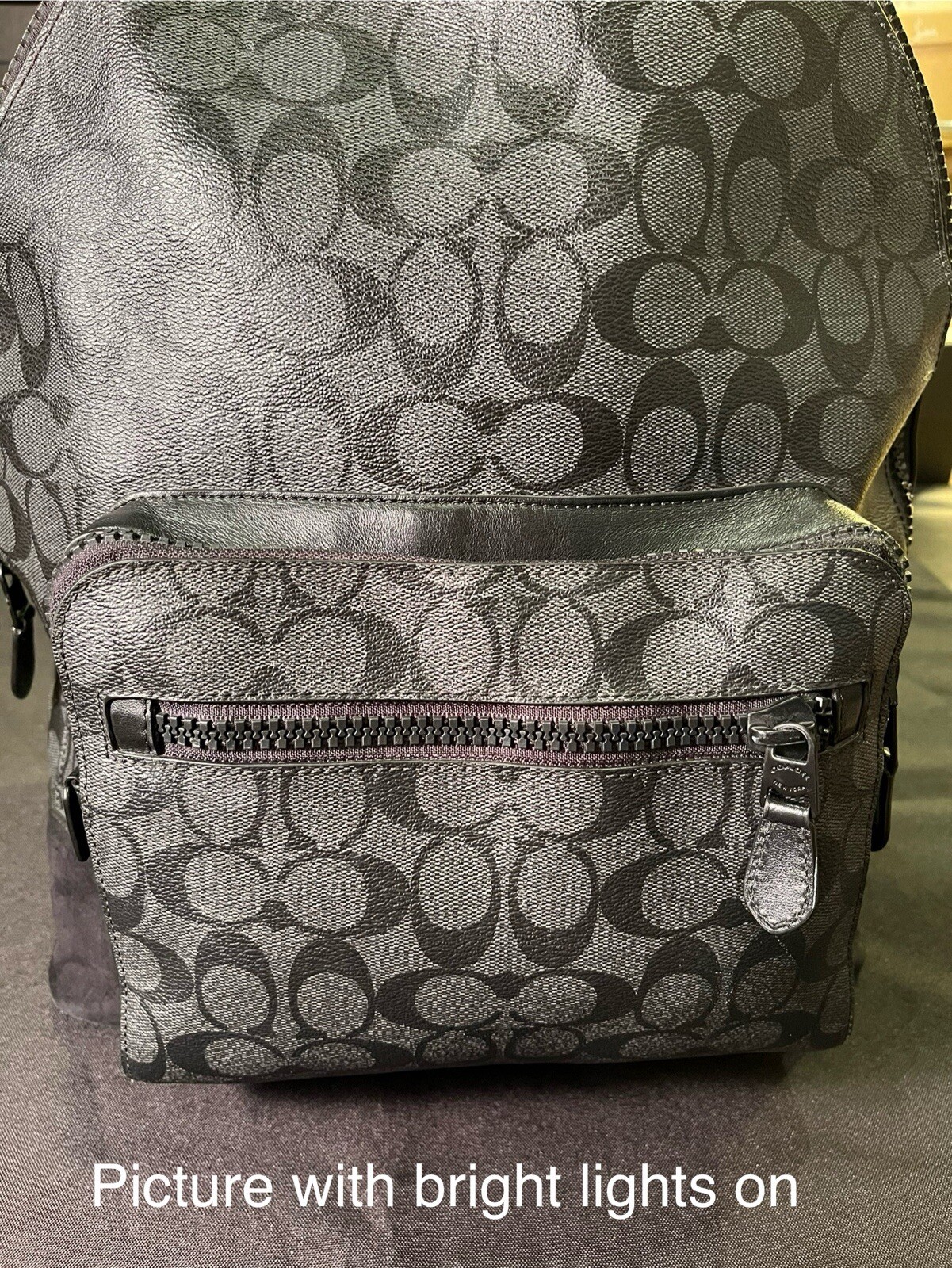 COACH GOTHAM SIGNATURE CANVAS SUEDE CC BLACK LARGE SIZE BACKPACK BAG AUTHENTIC