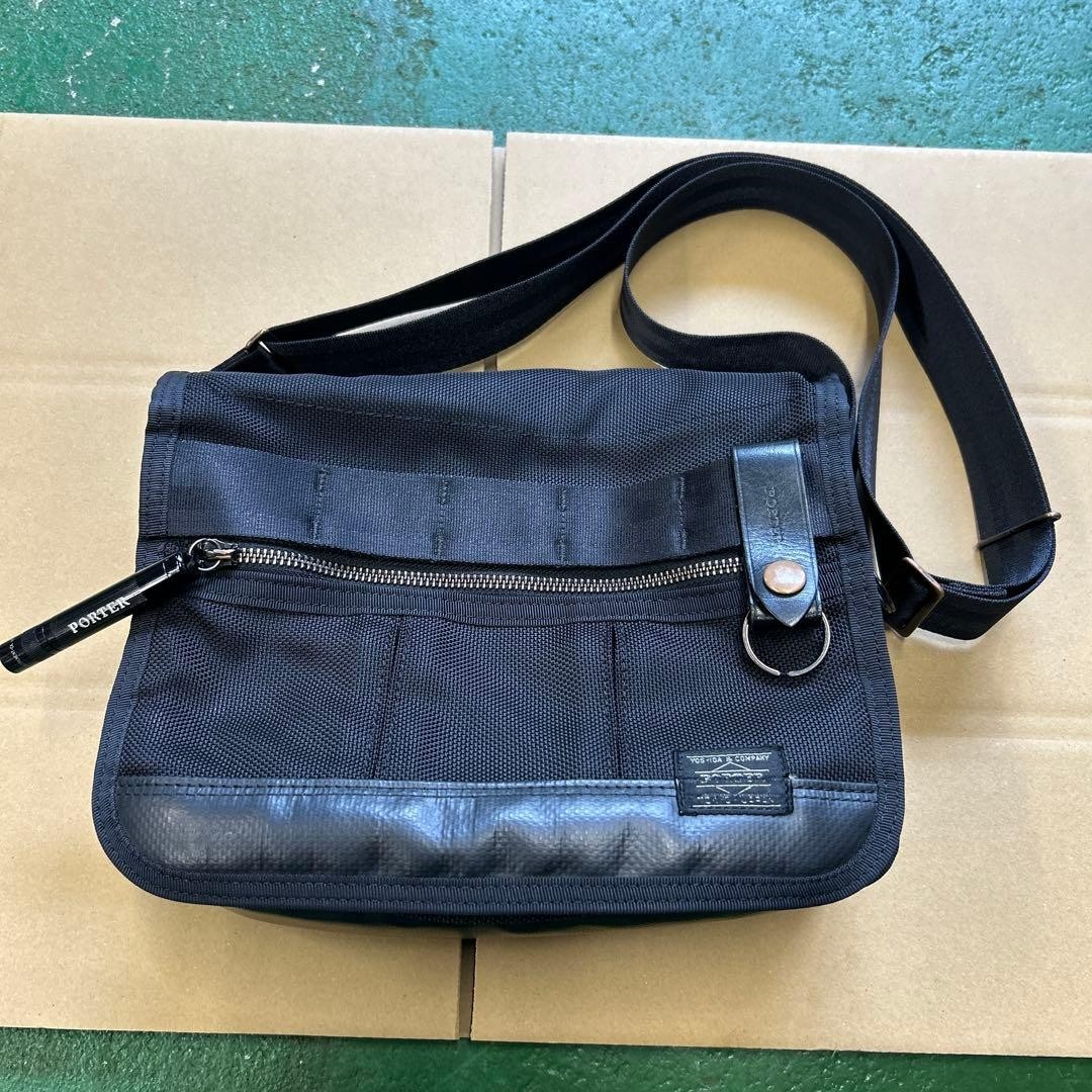 PORTER YOSHIDA HEAT Flap Shoulder Bag Black Japan Authentic