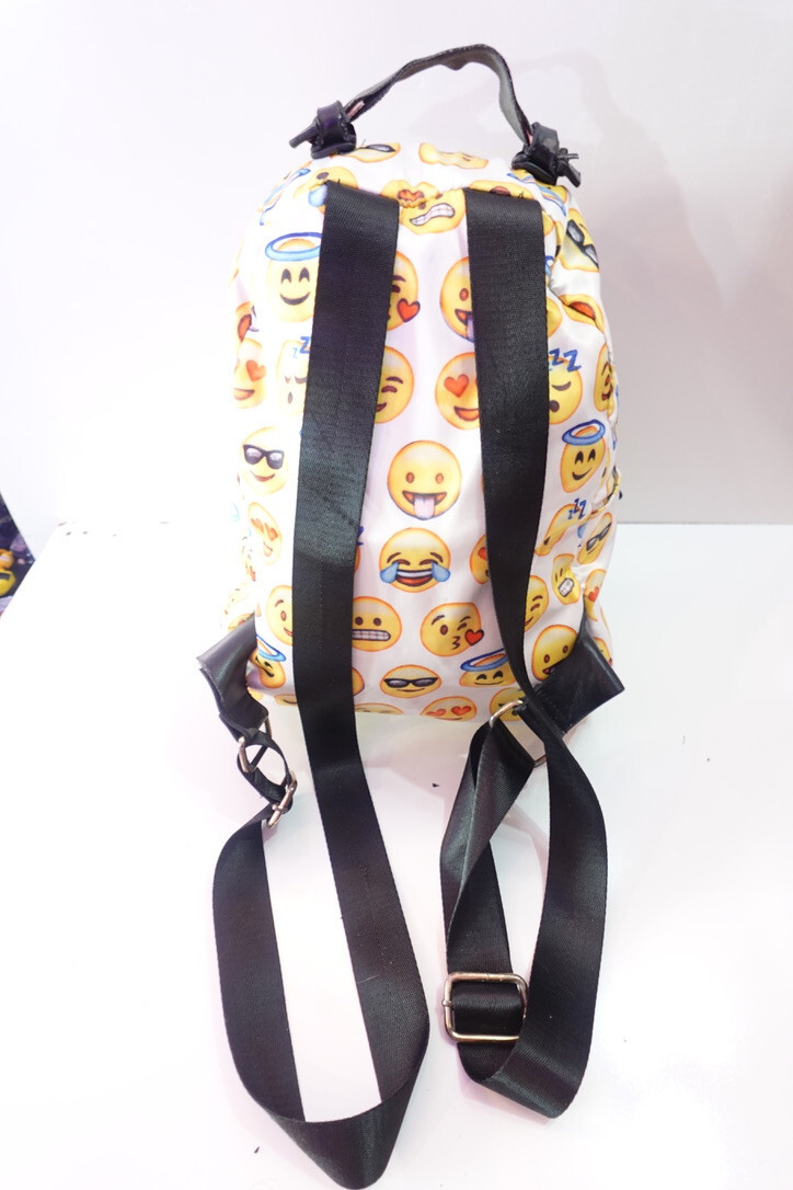 Medium Size Yellow Emoji MMS Back Pack 3 Zip Comp Black/White Stripe Lining