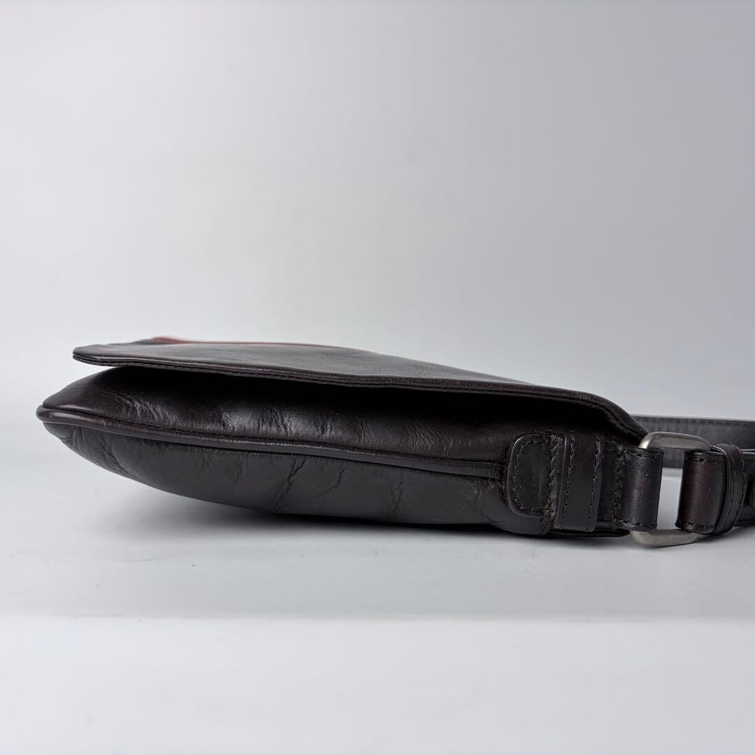 BALLY Trainspotting Brown Leather Crossbody Shoulder Bag Adjustable Strap Men