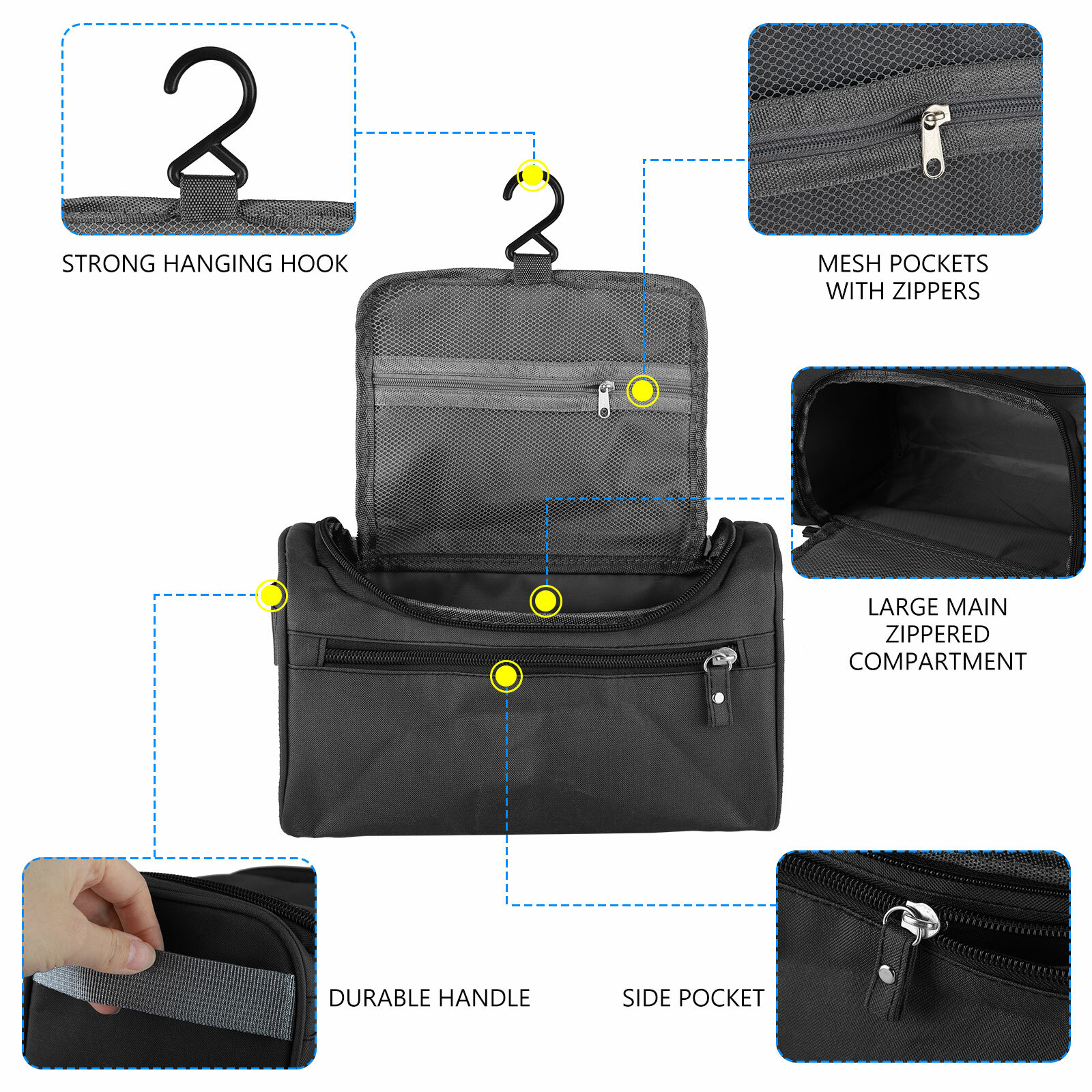 Men Women Travel Toiletry Bag Wash Kit Cosmetics Shaving Makeup Case Organizer