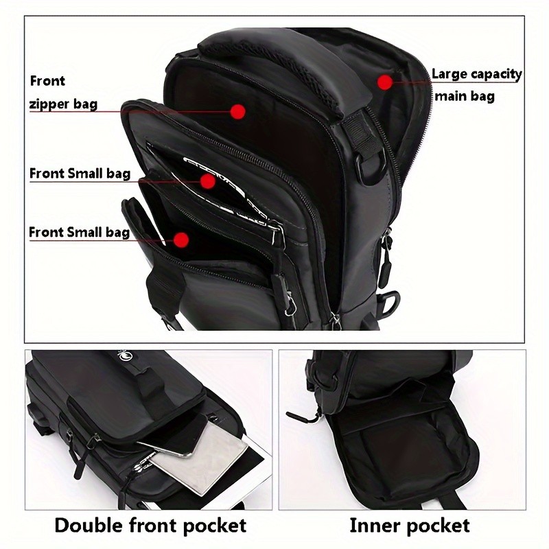 USB port anti-theft chest shoulder messenger backpack men’s sling crossbody bag