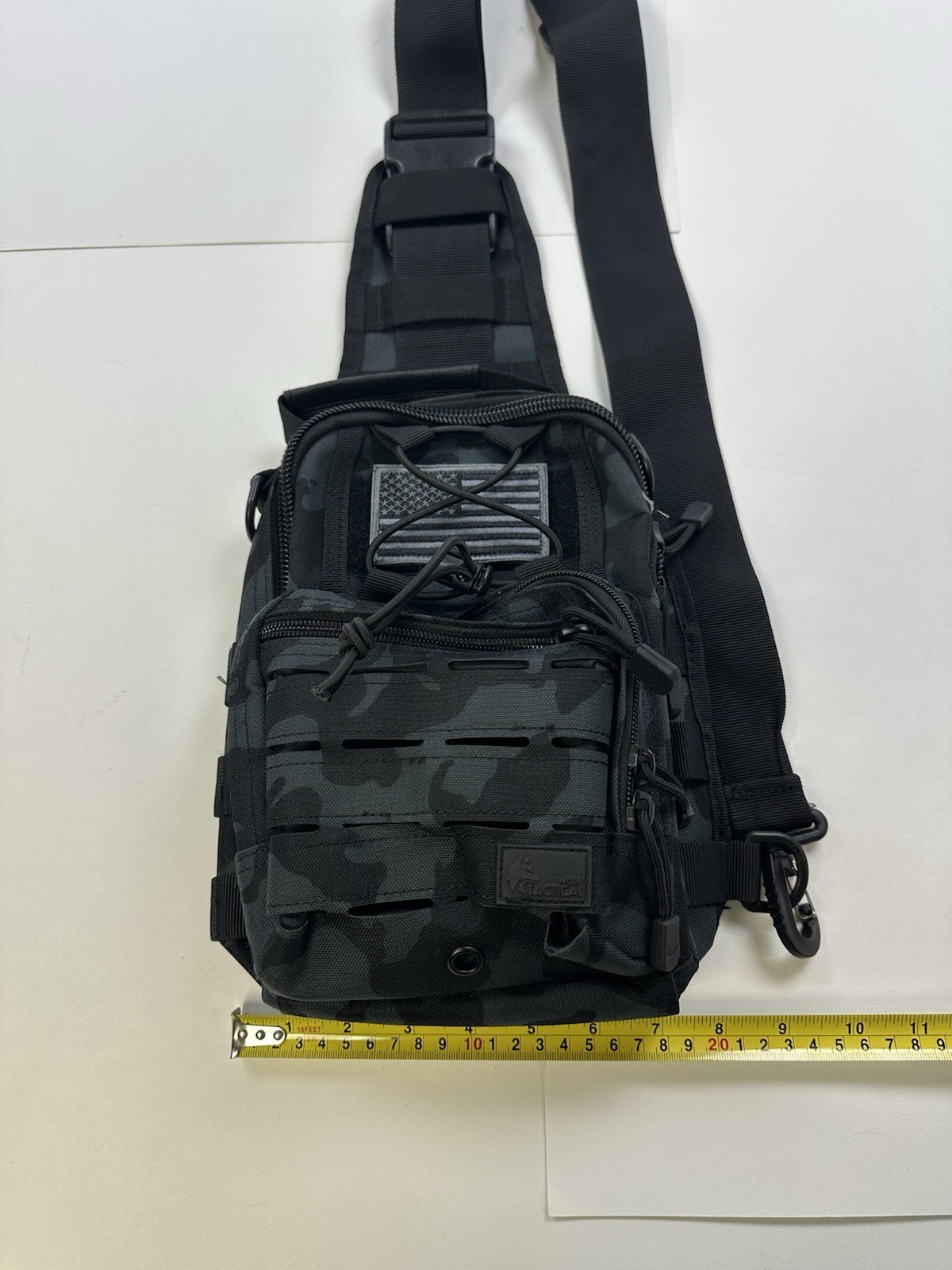 Wolf Tactical Sling Bag Black EDC Compact Shoulder Pack Messenger Bag Black Camo