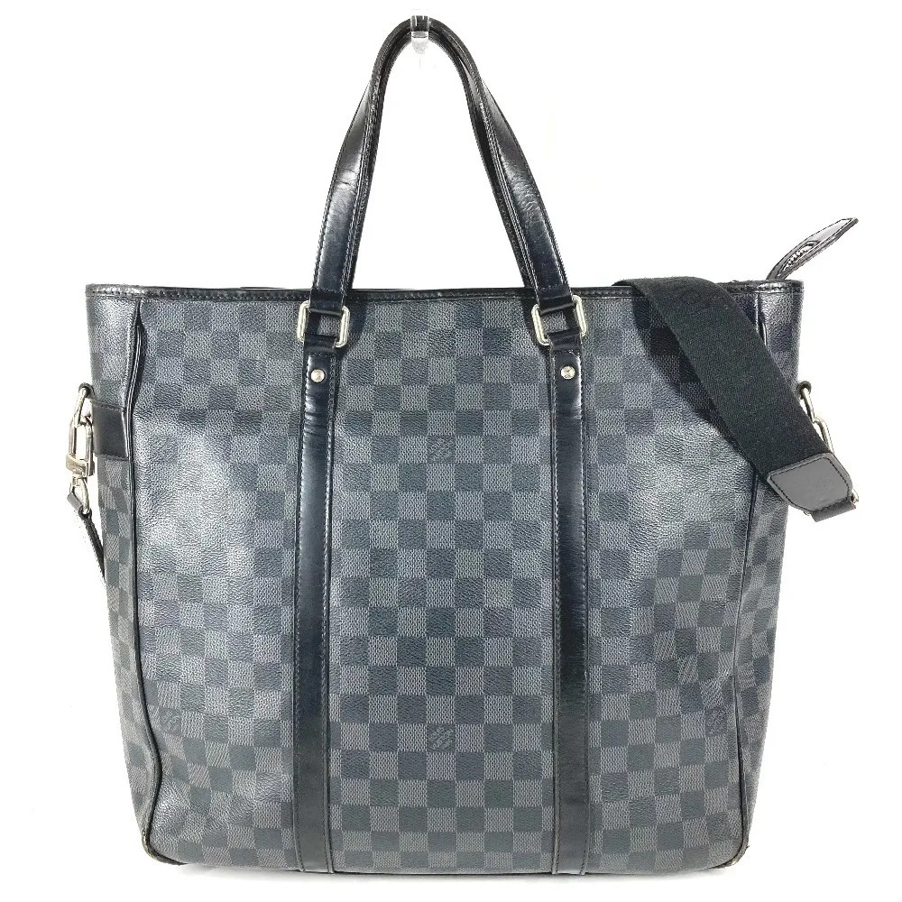 Louis Vuitton Damier Graphite Tadao 2WAY Tote Shoulder Bag N51192 Black w/Strap