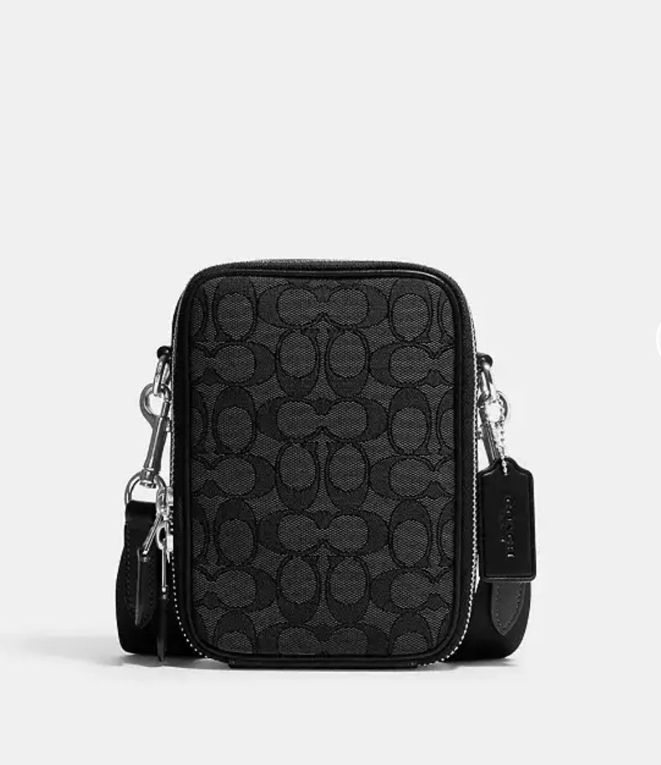 🖤🩶 100% AUTH COACH Stanton Crossbody Bag In Signature Jacquard Black CH097 NWT