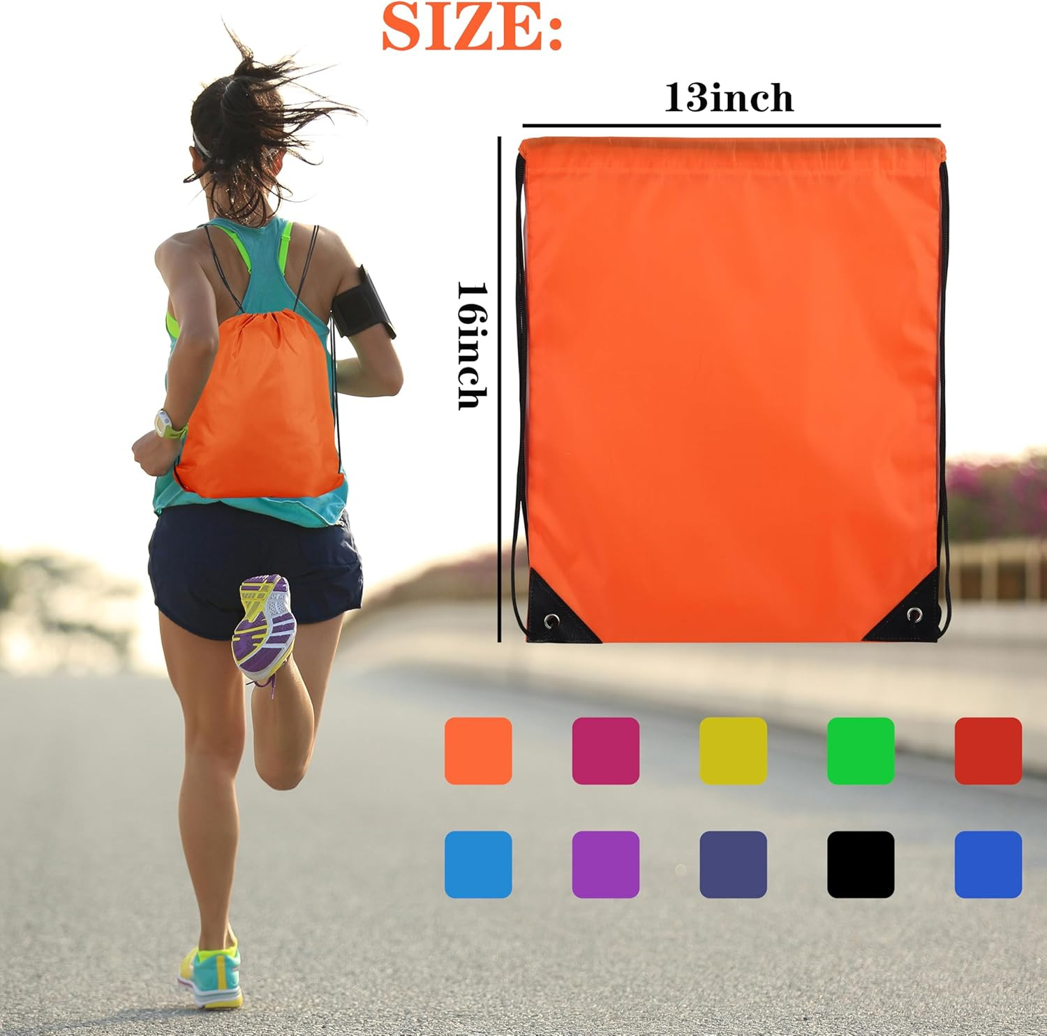 20 Colors Drawstring Backpack Bags Sack Pack Cinch Tote Sport Storage Polyester