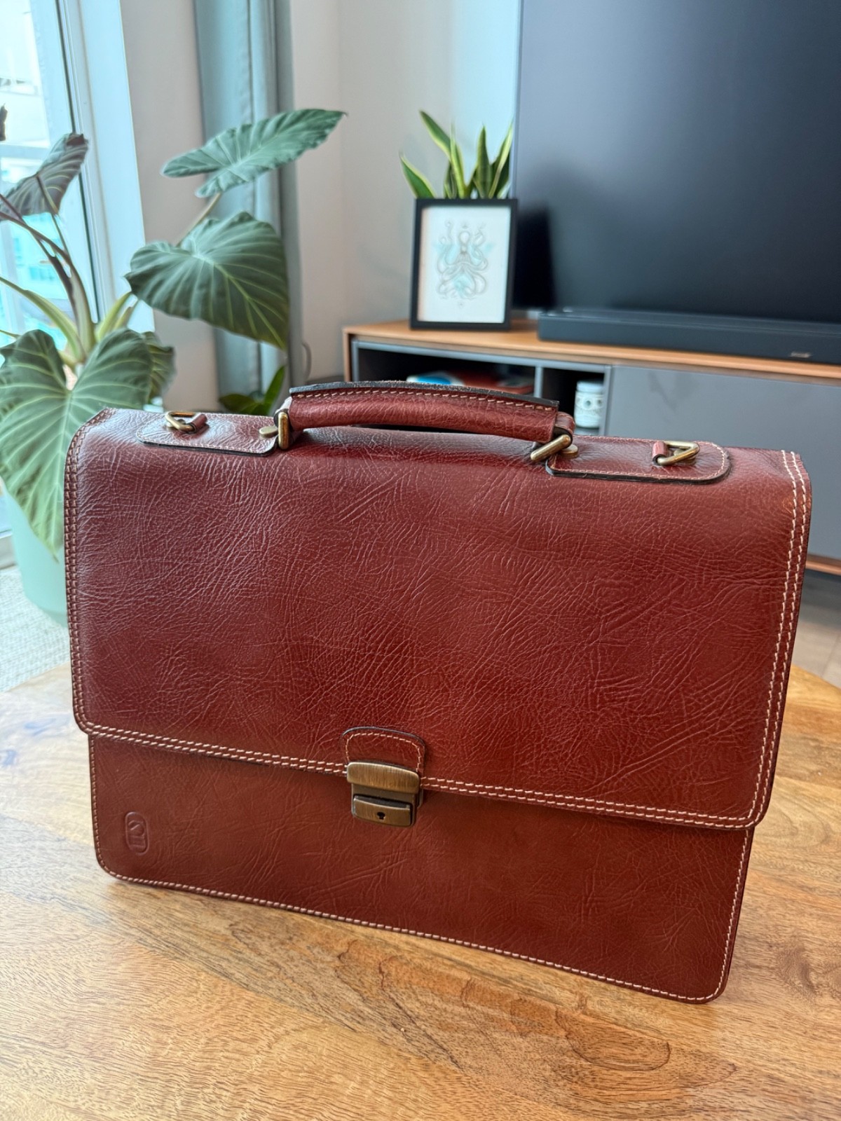 NWT Executive Brown Leather Business Bag – Matias Salva – Handmade In Spain