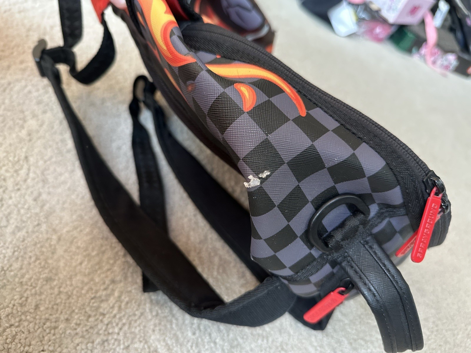 Sprayground Checkered Diablo Backpack Money Bear Gummy Books Bag Motorcycle