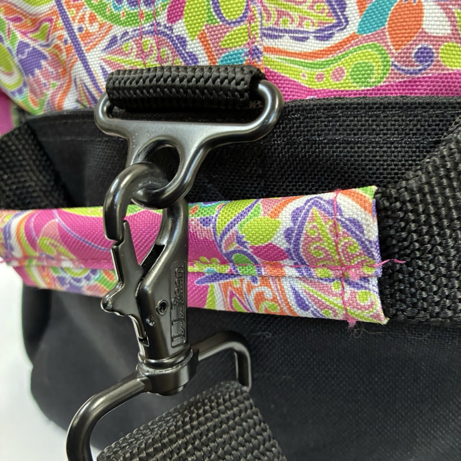 LL Bean Adventure Duffle Bag Small Paisley Butterfly Pink Carry On Tote Gym EUC