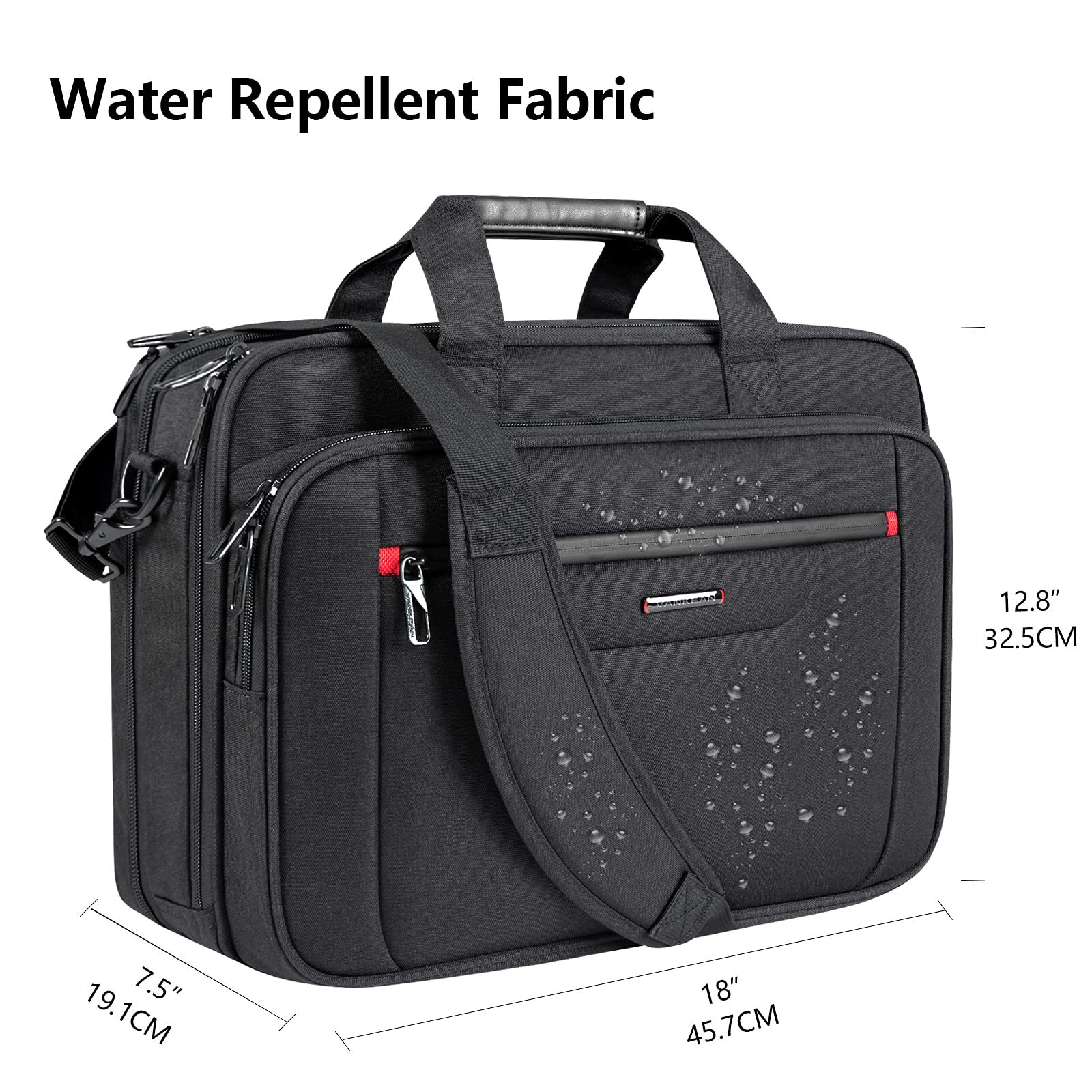 LAPTOP BAG Messenger Briefcase Expandable Case Handbag Black 17.3 Inch VANKEAN