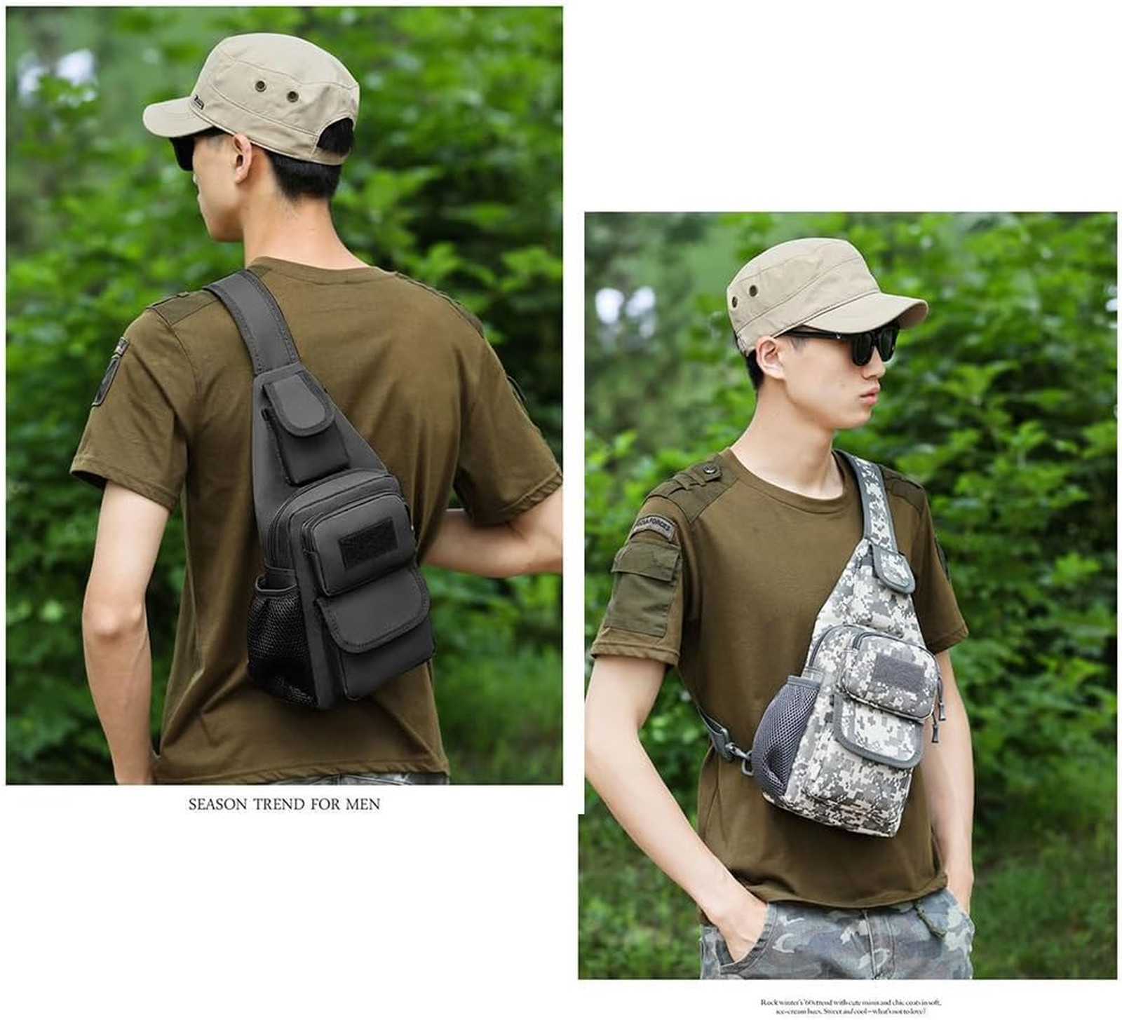 Tactical Crossbody Bag for Men Waterproof Camouflage 20L Chest Shoulder Daypack