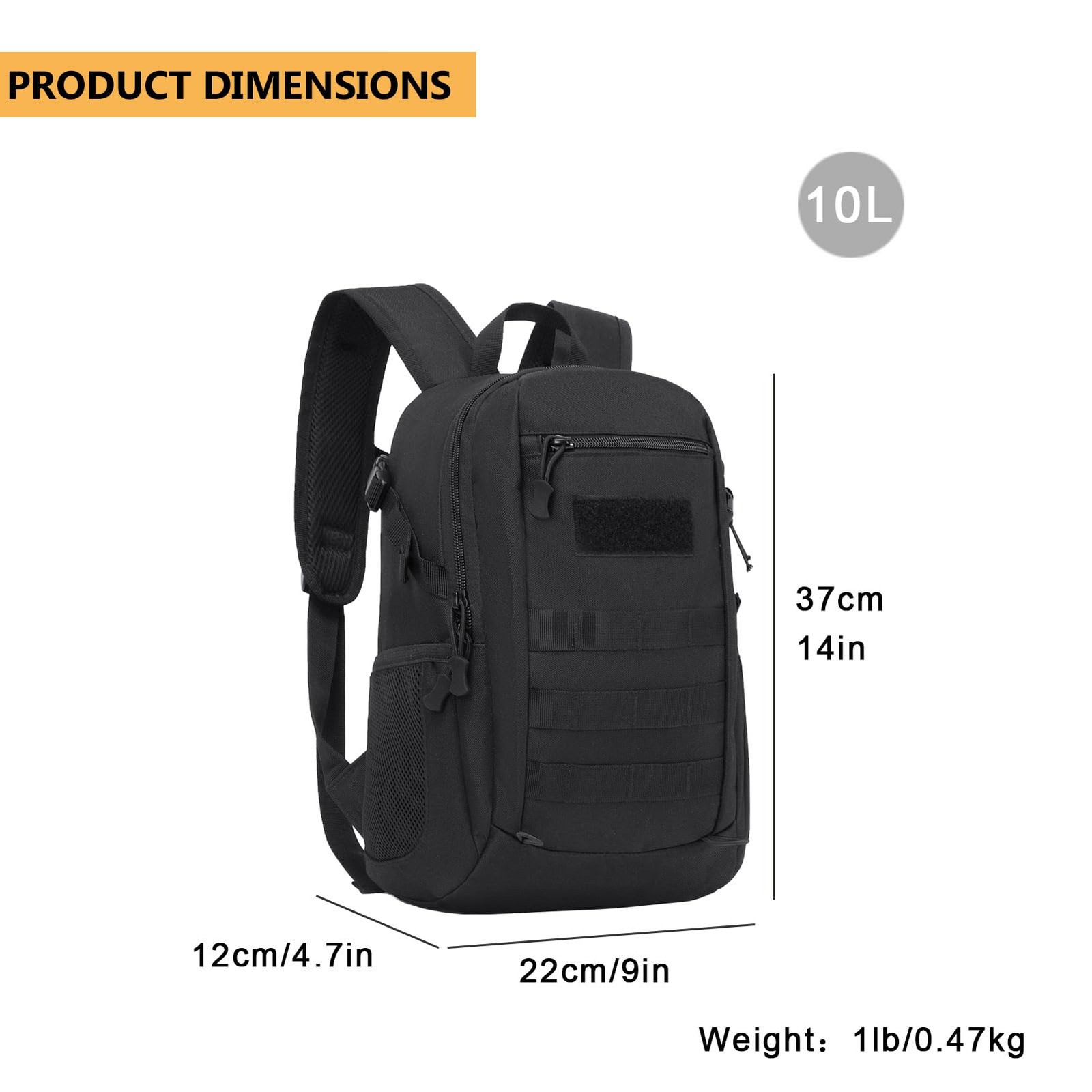 10l/20l Mini Xsmall Tactical Backpack Molle Daypack Gear Pack Camping Bag With P