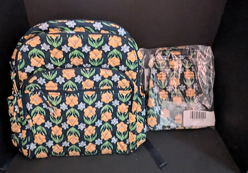 Vera Bradley Bancroft Backpack Daffodils LUNCH BUNCH ZIP ID LANYARD NWT