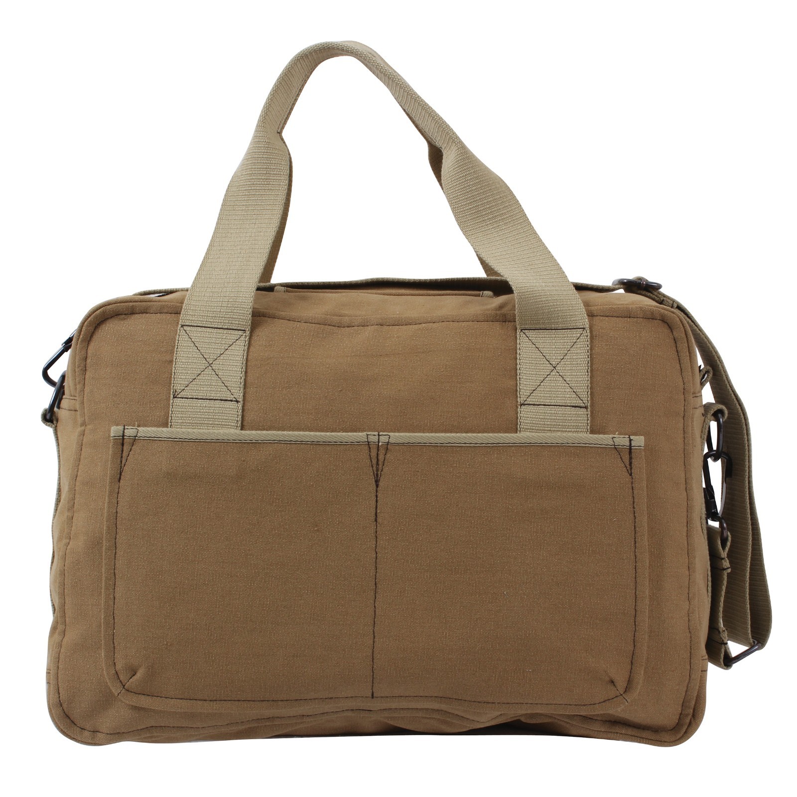 Mocha Canvas Army Tool Bag Two Tone Style Large Carry Bag with Shoulder Strap