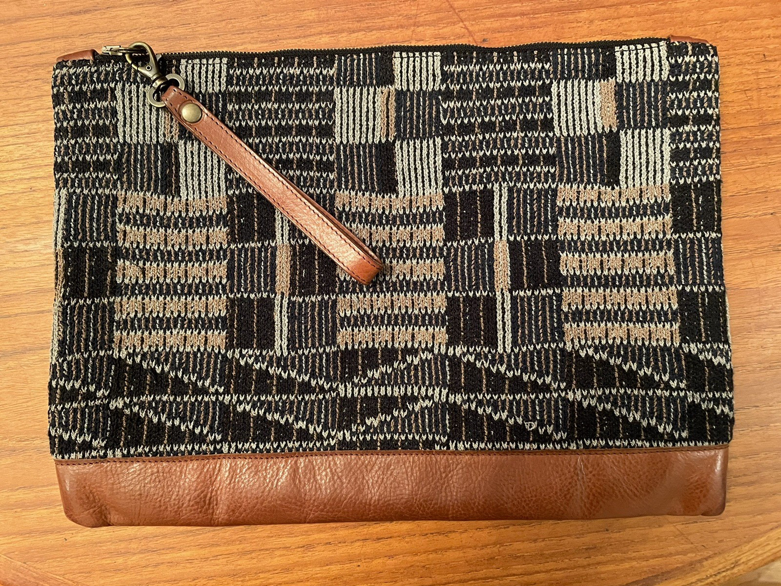 Missoni Multicolored Knit, Leather, And Canvas Clutch Bag | Unisex