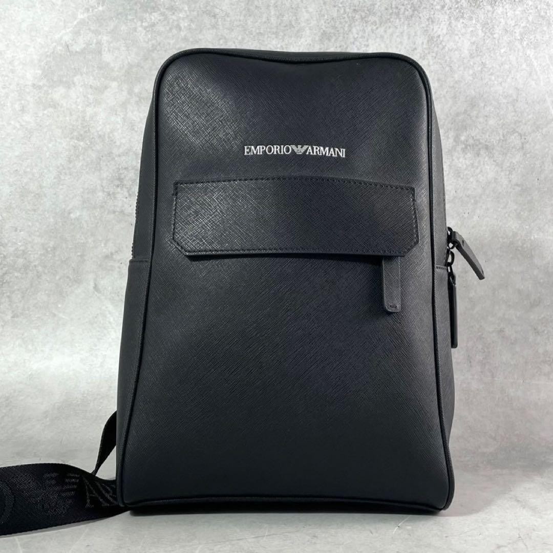 Extremely beautiful item Emporio Armani body bag Saffiano leather black