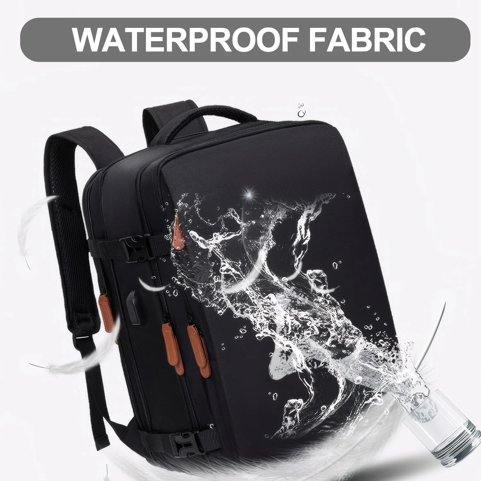 Extra Large Water Resistant Travel Backpack with Shoe Pouch for Men & Women