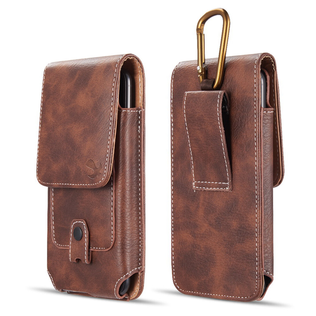 Cell Phone Case Pouch Holster w/ Belt Loop Metal Clip for Universal Smartphones