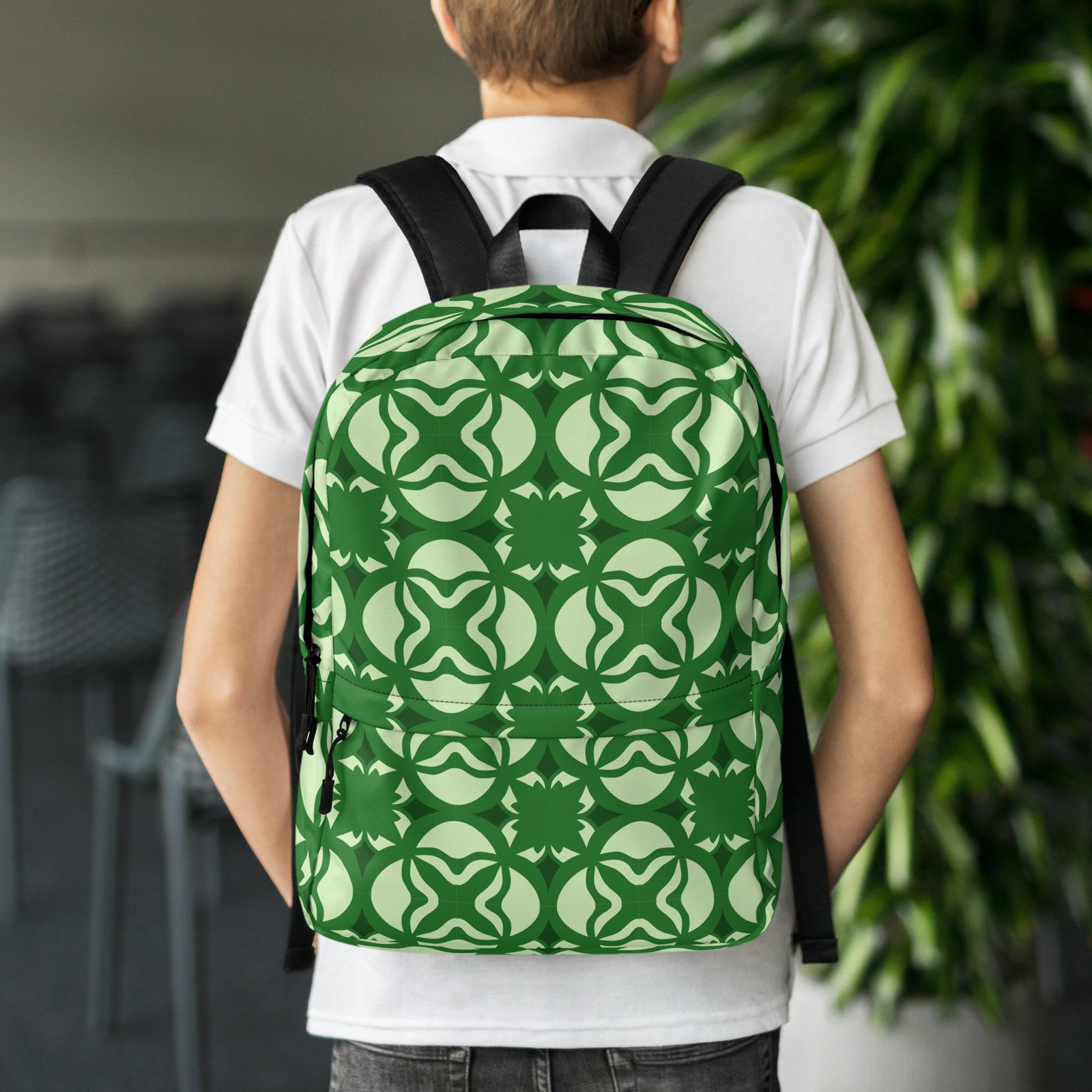 Unisex Child/ Youth/Adult All over Green design Backpack