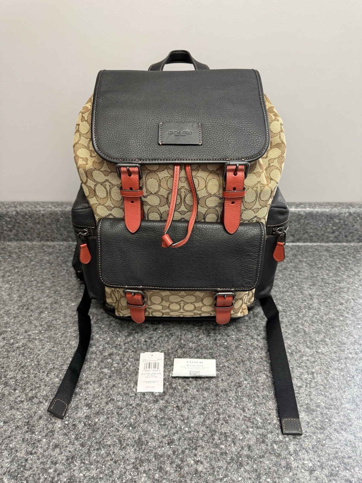 Coach Men’s Sprint Backpack In Signature Jacquard Canvas/Leather CT016 $750