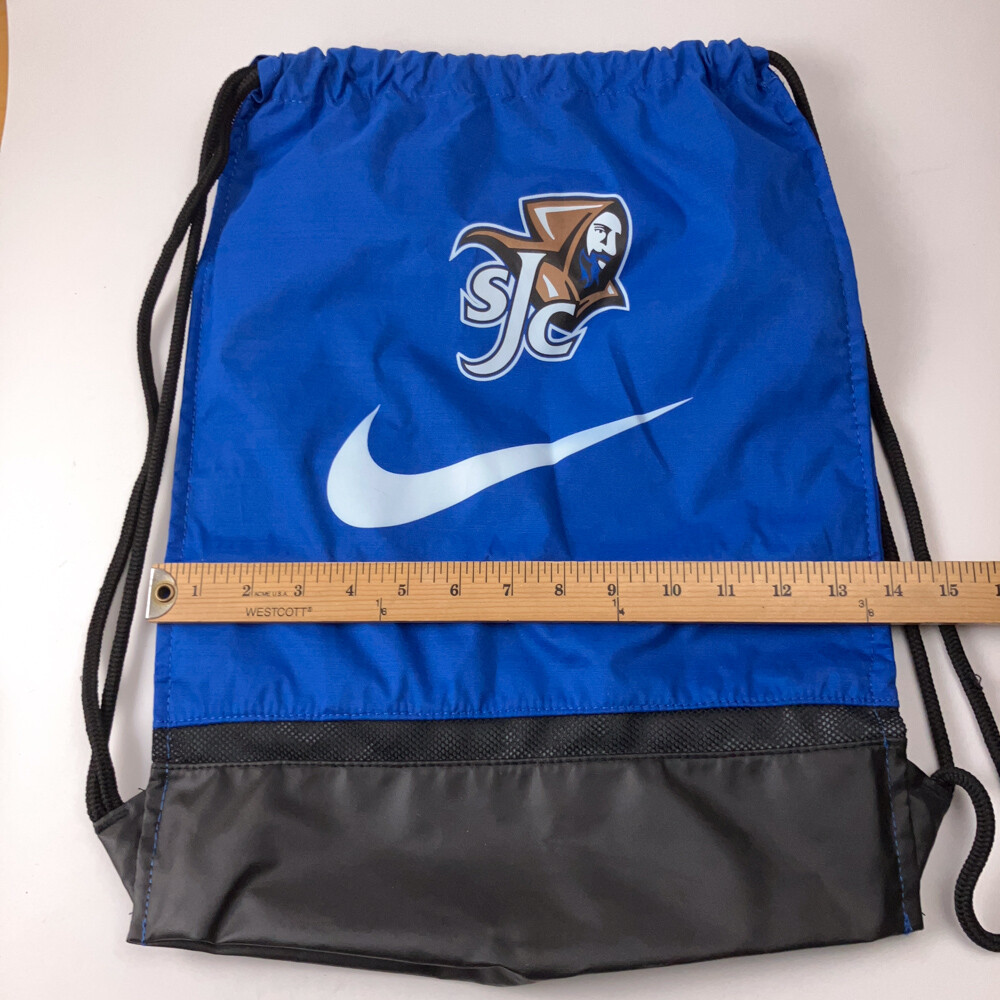 St Joesph College Maine Nike Swoosh Blue White Black Drawstring Gym Bag