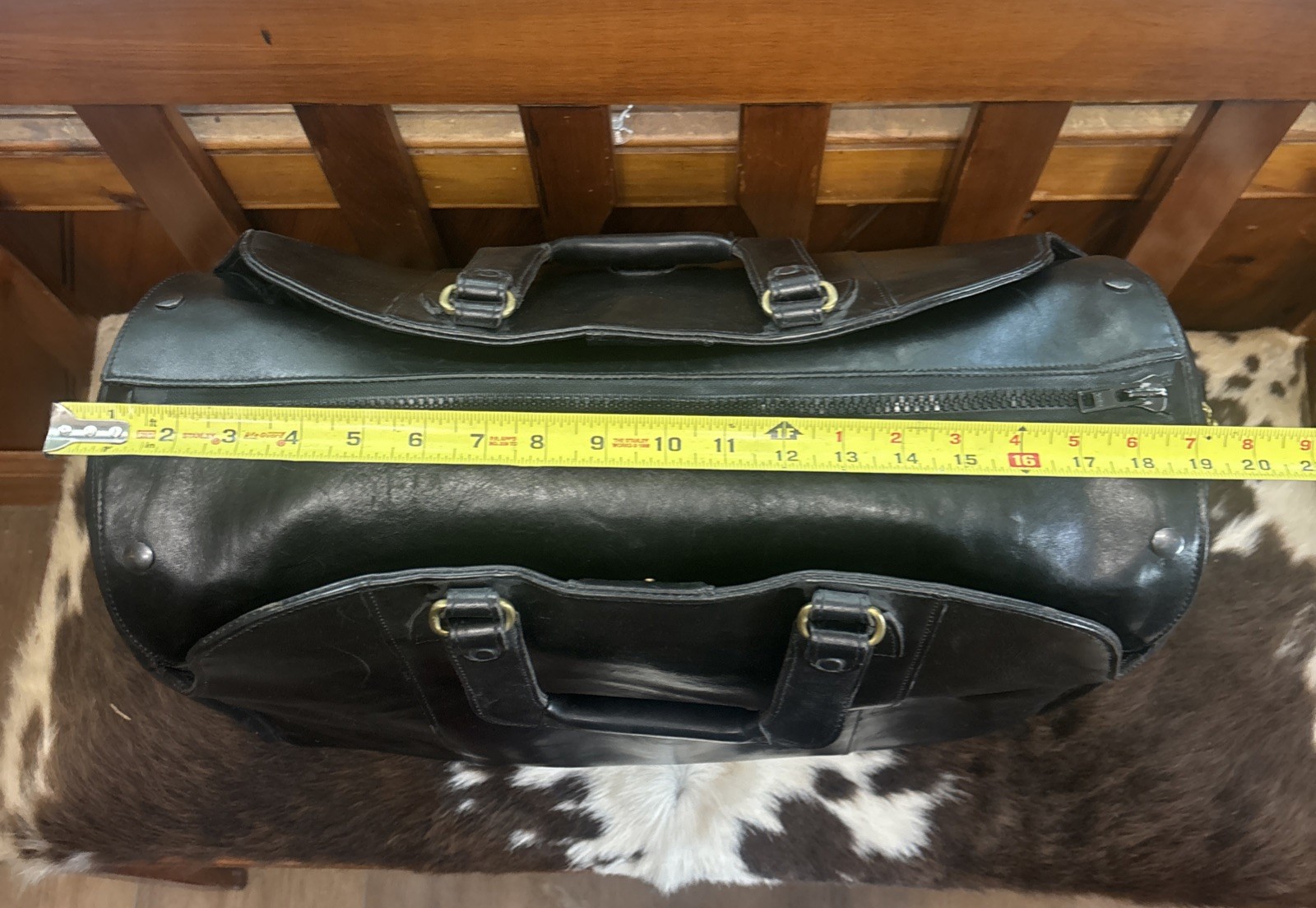 Glaser Designs Black Leather Litigation Briefcase Bag w/Strap & Insert 19” EC!