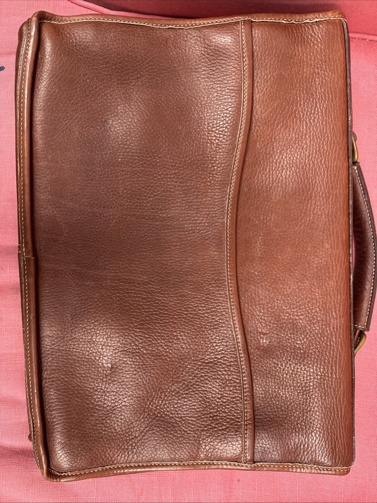 Levenger Tusting Clipper Leather Messenger Briefcase Bag Made In England Caramel