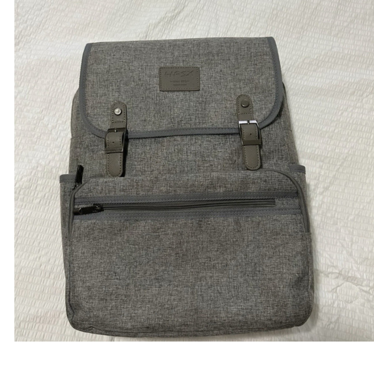 HFX Gray Backpack Buckle Flap Zip Front Pocket, Padded Adjustable Straps