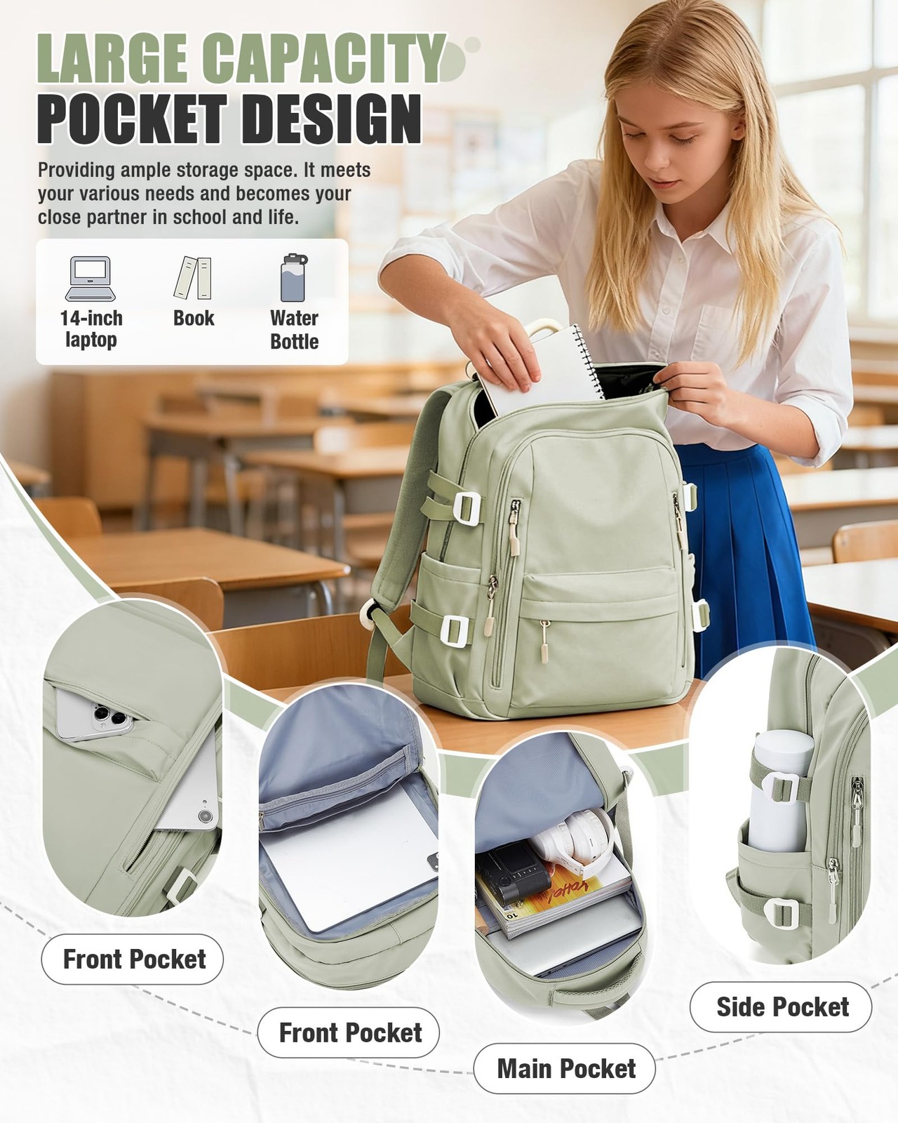 Lightweight Backpack for Women, Large Laptop Travel Backpack Casual Daypack C…