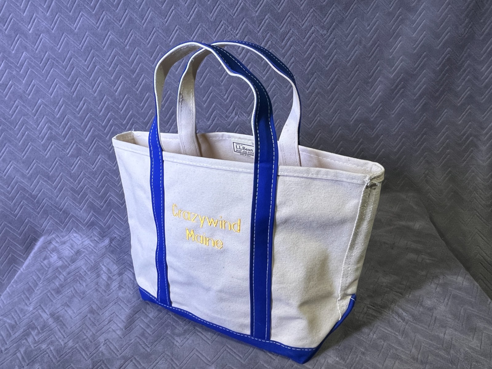 Vintage LL Bean Boat And Tote White/Blue Canvas Bag – GREAT CONDITION
