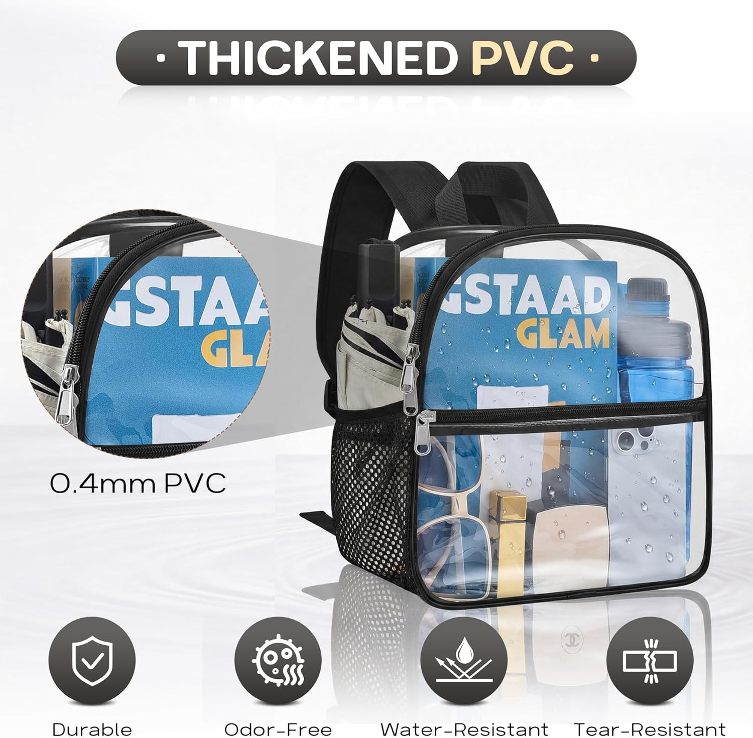 Clear Backpack Stadium Approved, Clear Bag 12 X 6 X 11 In, Small Transparent Bac