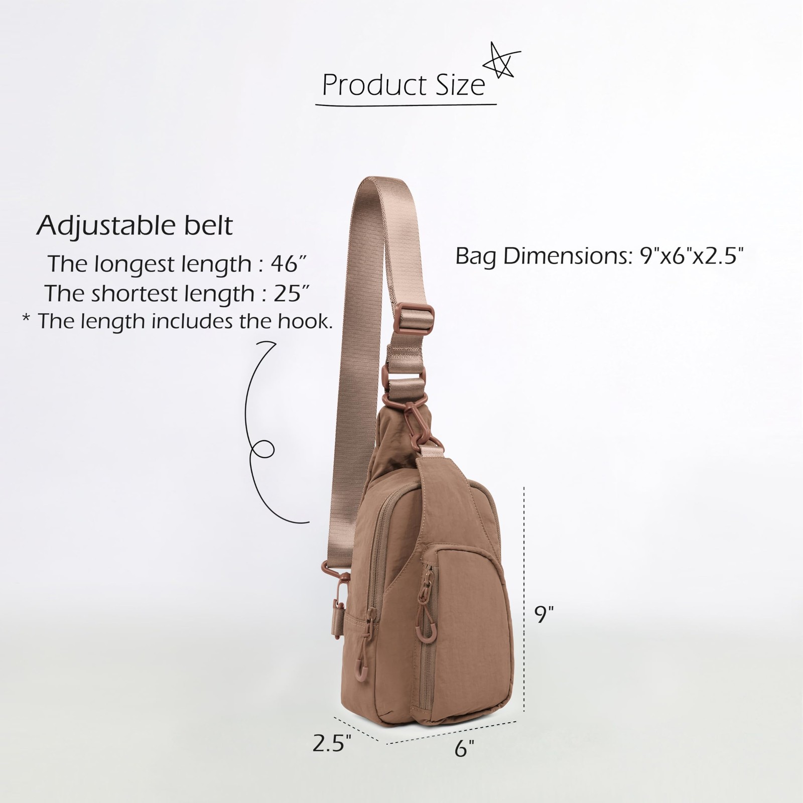 Sling Bag with Adjustable Straps Crossbody Chest Bag Lightweight Small Backpa…