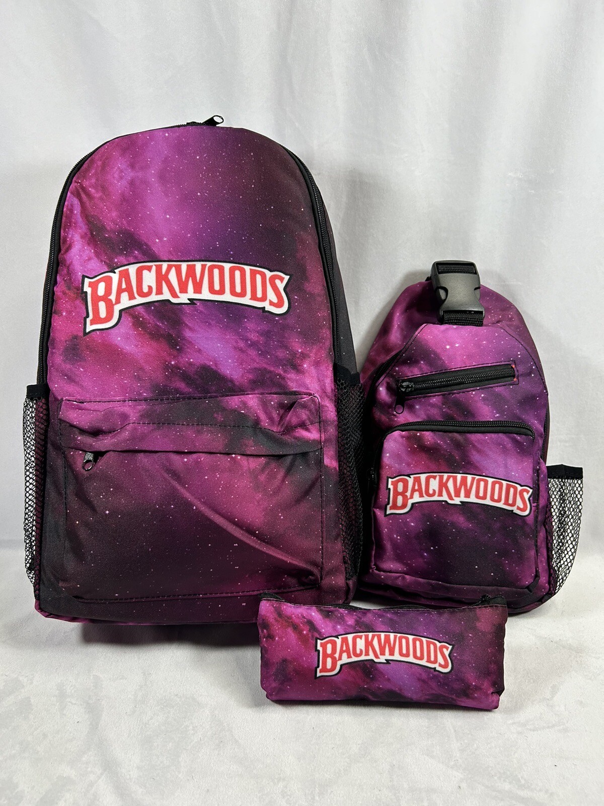 Backwoods Backpack Set 3 Piece Purple Midnight Galaxy Graphics