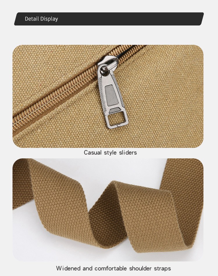 Men’s Casual Canvas Crossbody Bag Multi Pocket Shoulder Messenger Bag Daily Use