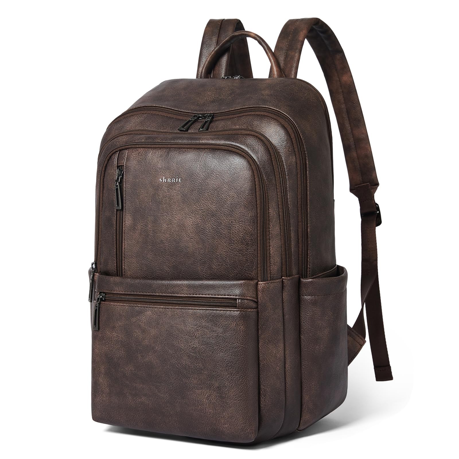 Leather 17 inch Laptop Backpack for Women, Large Travel Backpack Purse for Ca