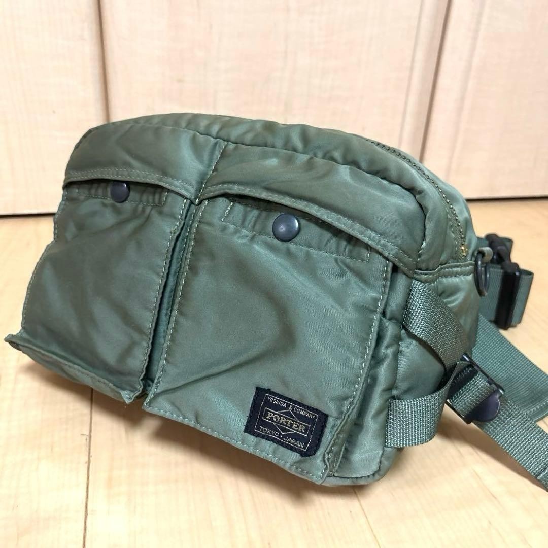 PORTER Yoshida TANKER Waist Bag Body Bag Sage green Made in Japan Authentic