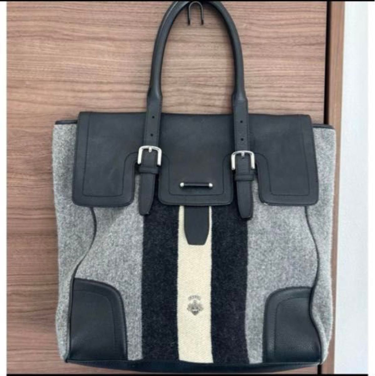 BALLY Men’s Tote bag wool leather Luxury Designer Iconic 37-47×38.5×15cm