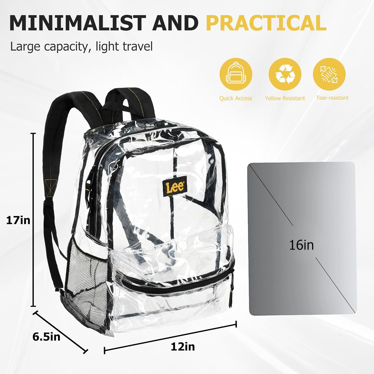 Clear Backpack for School Heavy Duty Transparent Backpack – Water Resistant PVC,