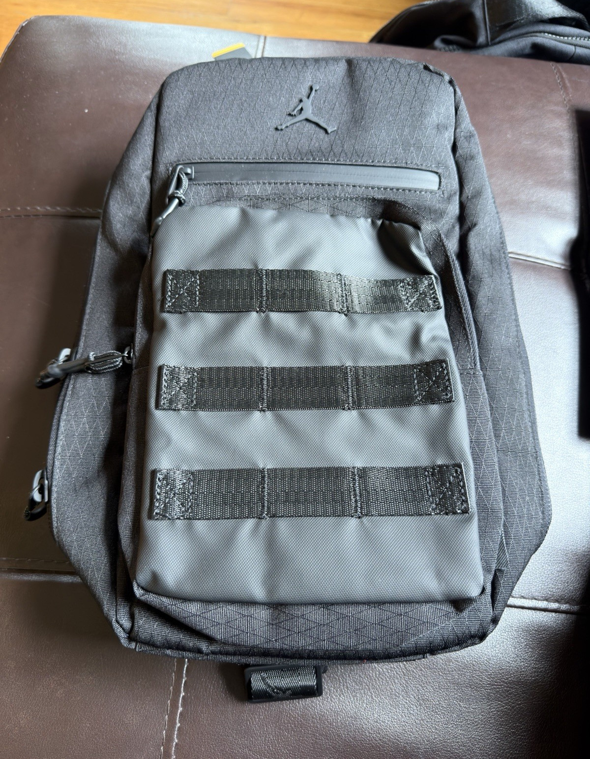 Jordan Jumpman Gray/Red Sling Bag Crossbody Zip Inner Pockets Casual Travel