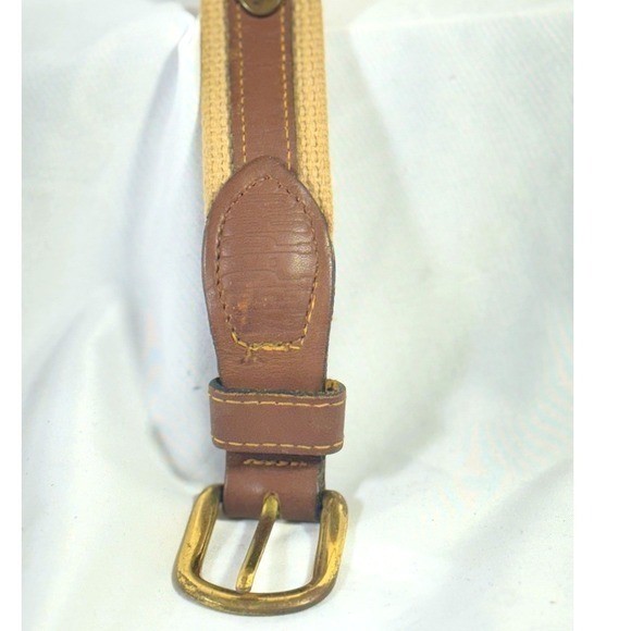Braided Canvas & Brown Leather Palmetto Tree & Moon Men’s Belt Bag – size 42